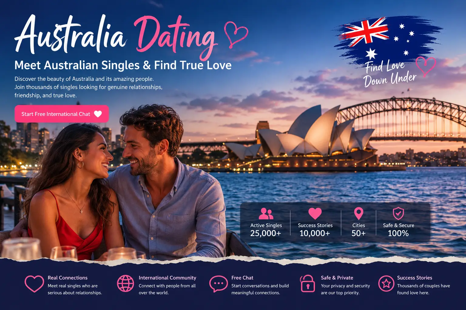 Australia Dating – Romantic couple enjoying a date in Sydney, Australia